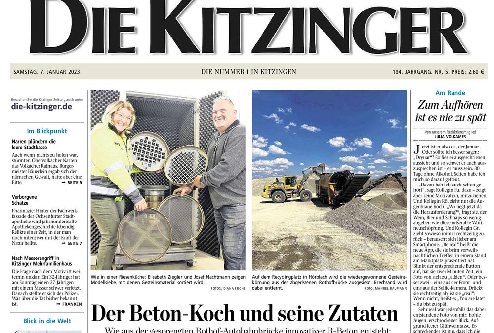 LZR mit R-Beton auf der Titelseite der Kitzinger Zeitung